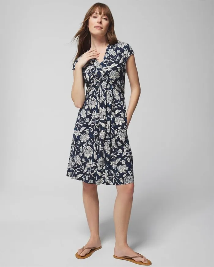Soma Soft Jersey Twist Short Bra Dress Floral Batik Timeless Women Short Dresses