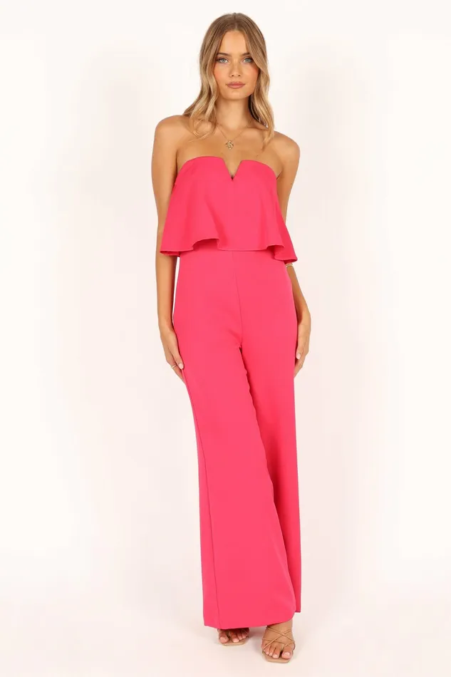 Sonny Strapless Jumpsuit Hot Pink Women Jumpsuits and Rompers Petal and Pup