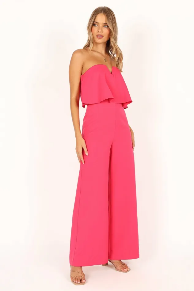 Sonny Strapless Jumpsuit Hot Pink Women Jumpsuits and Rompers Petal and Pup