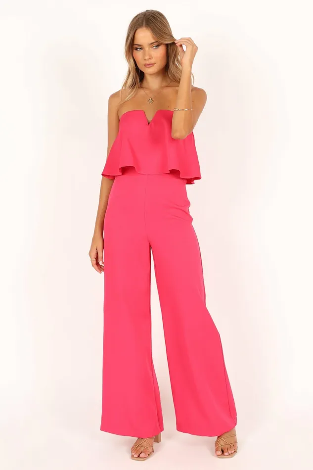 Sonny Strapless Jumpsuit Hot Pink Women Jumpsuits and Rompers Petal and Pup