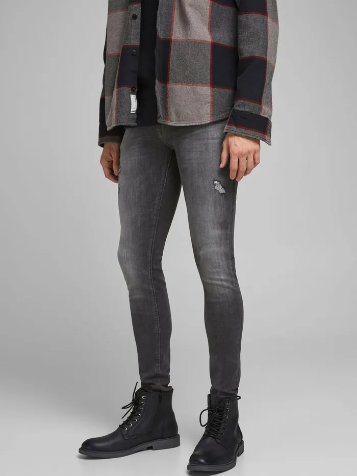 Spray On Jeans JACK and JONES Mens TOM ORIGINAL AGI 135 SKINNY FIT JEANS Grey Grey Denim
