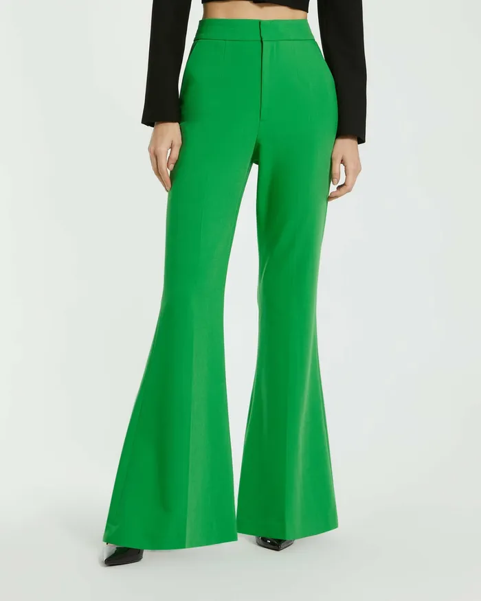 Spring Green Classic Crepe Flared Leg Trouser Pant 8211 FINAL SALE Spring Green Pants Mac Duggal Women