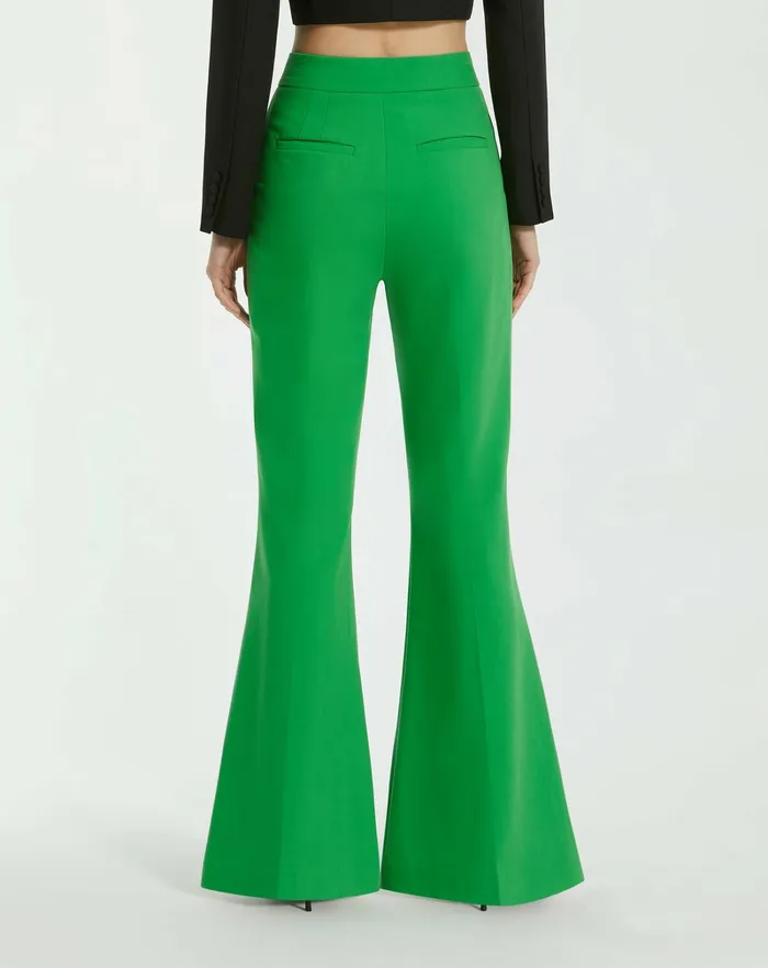 Spring Green Classic Crepe Flared Leg Trouser Pant 8211 FINAL SALE Spring Green Pants Mac Duggal Women