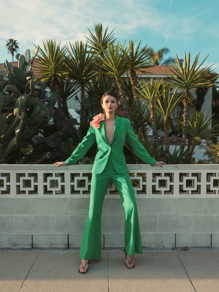 Spring Green Classic Crepe Flared Leg Trouser Pant 8211 FINAL SALE Spring Green Pants Mac Duggal Women