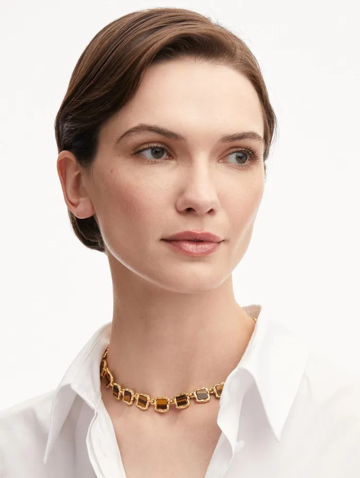 Square Stone Necklace Tiger Eye Women Oscar De La Renta Necklaces Square Stone Necklace Tiger Eye Women Oscar De La Renta Necklaces