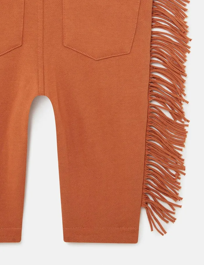 Stella McCartney Baby Boys Kids Horse Graphic Fringed Overalls Brown