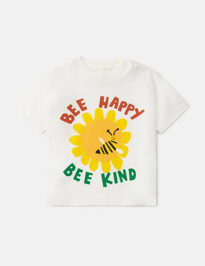 Stella McCartney Baby Girls Kids Bee Happy TShirt Ivory