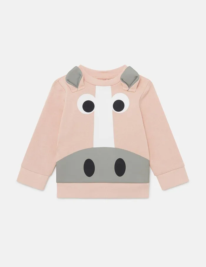 Stella McCartney Baby Girls Kids Horse Graphic Sweatshirt Peach Pink