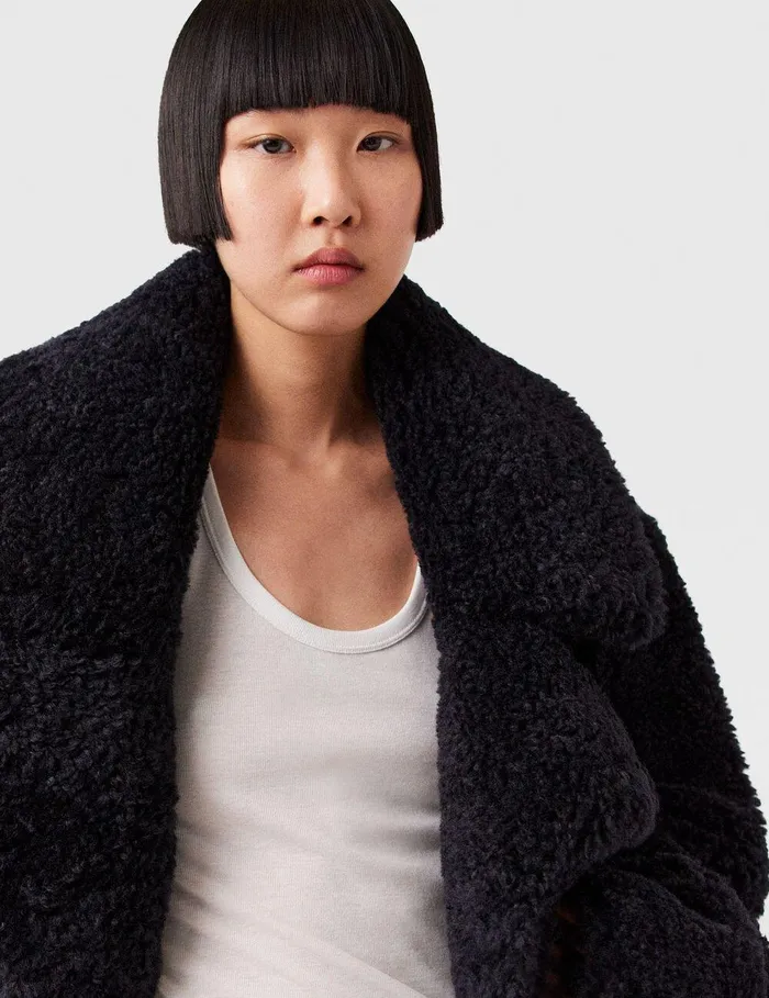 Stella McCartney Coats And Jackets Women Belted Plush Teddy Jacket Deep Navy Stella McCartney Coats And Jackets Women Belted Plush Teddy Jacket Deep Navy