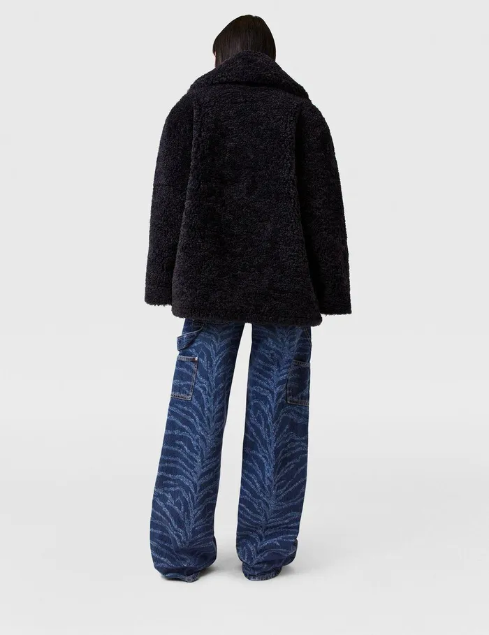 Stella McCartney Coats And Jackets Women Belted Plush Teddy Jacket Deep Navy Stella McCartney Coats And Jackets Women Belted Plush Teddy Jacket Deep Navy