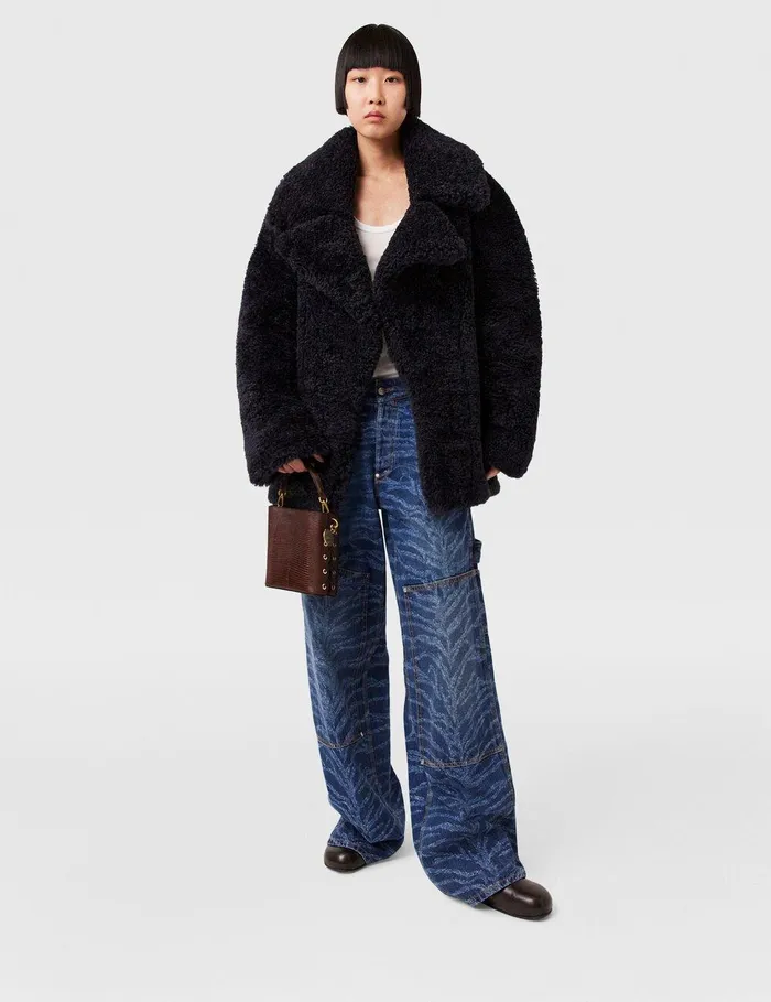 Stella McCartney Coats And Jackets Women Belted Plush Teddy Jacket Deep Navy Stella McCartney Coats And Jackets Women Belted Plush Teddy Jacket Deep Navy