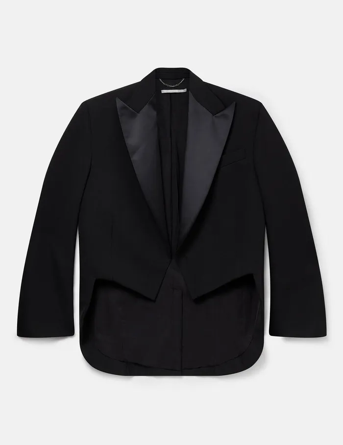 Stella McCartney Coats And Jackets Women Cropped Wool Tuxedo Blazer Midnight Black Stella McCartney Coats And Jackets Women Cropped Wool Tuxedo Blazer Midnight Black
