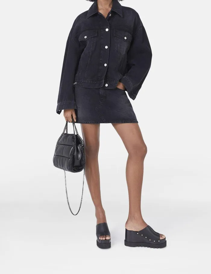 Stella McCartney Coats And Jackets Women Falabella Oversized Denim Jacket Black Stella McCartney Coats And Jackets Women Falabella Oversized Denim Jacket Black