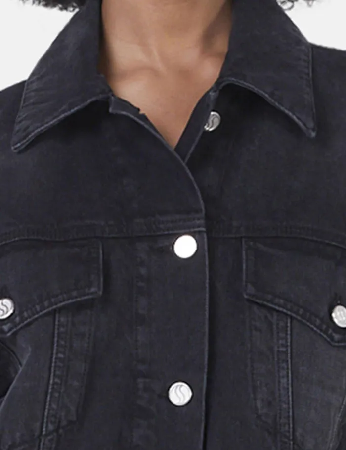Stella McCartney Coats And Jackets Women Falabella Oversized Denim Jacket Black Stella McCartney Coats And Jackets Women Falabella Oversized Denim Jacket Black