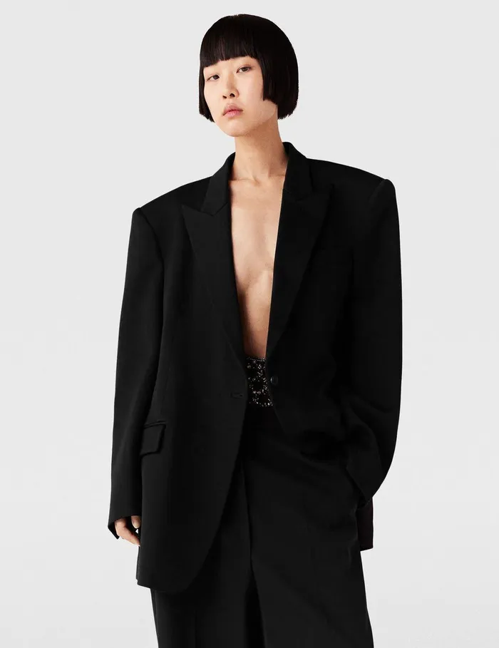 Stella McCartney Coats And Jackets Women Oversized Peak Lapel Blazer Black