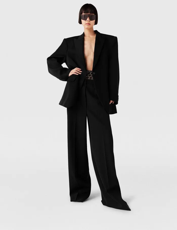 Stella McCartney Coats And Jackets Women Oversized Peak Lapel Blazer Black