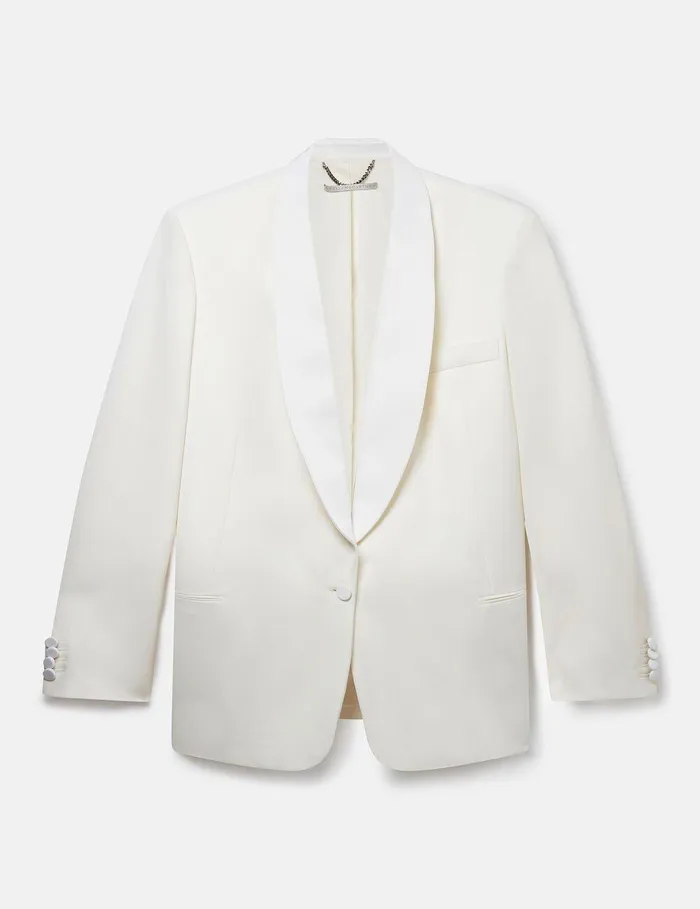 Stella McCartney Coats And Jackets Women Wool Blazer With Shawl Lapels Chalk White Stella McCartney Coats And Jackets Women Wool Blazer With Shawl Lapels Chalk White