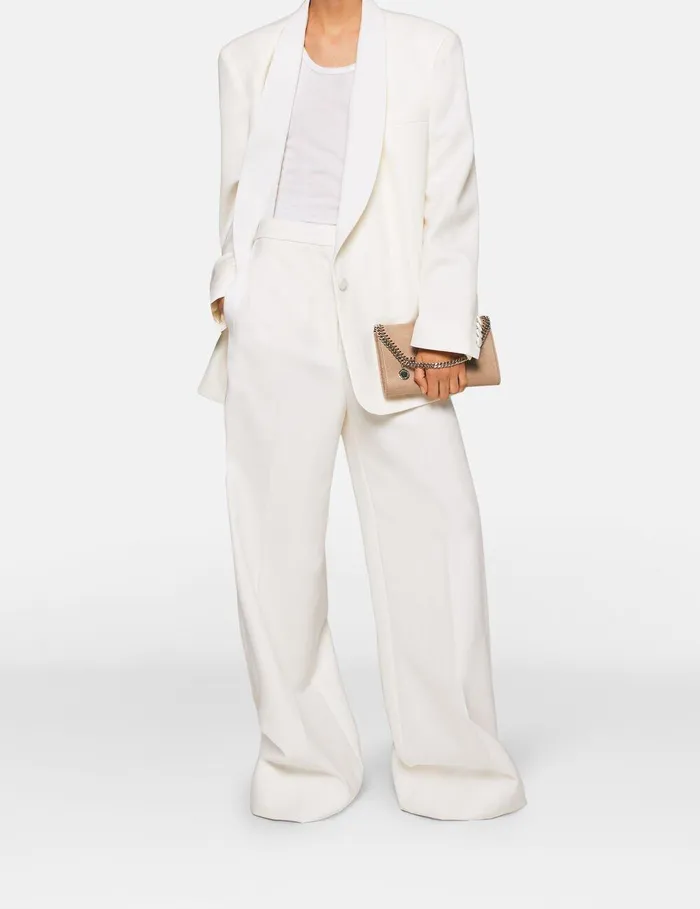 Stella McCartney Coats And Jackets Women Wool Blazer With Shawl Lapels Chalk White Stella McCartney Coats And Jackets Women Wool Blazer With Shawl Lapels Chalk White