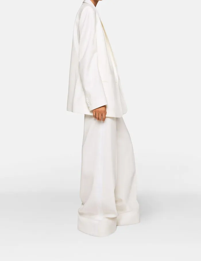 Stella McCartney Coats And Jackets Women Wool Blazer With Shawl Lapels Chalk White Stella McCartney Coats And Jackets Women Wool Blazer With Shawl Lapels Chalk White