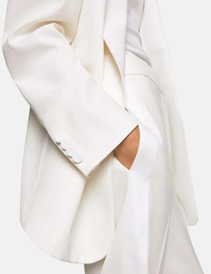 Stella McCartney Coats And Jackets Women Wool Blazer With Shawl Lapels Chalk White Stella McCartney Coats And Jackets Women Wool Blazer With Shawl Lapels Chalk White