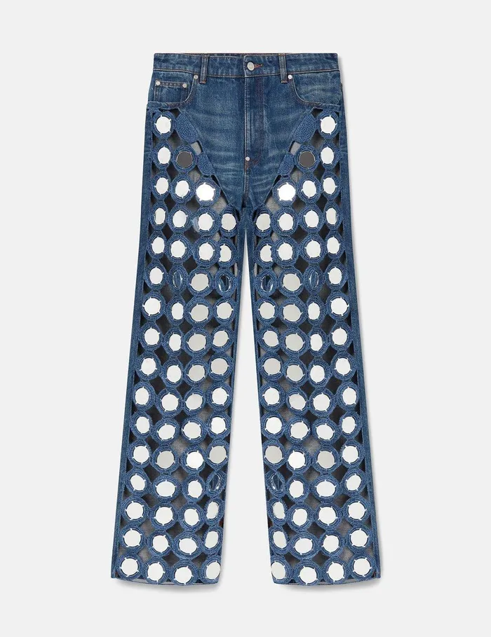 Stella McCartney Denim Women MirrorEmbellished HighRise Denim Jeans Vintage Wash Denim Stella McCartney Denim Women MirrorEmbellished HighRise Denim Jeans Vintage Wash Denim