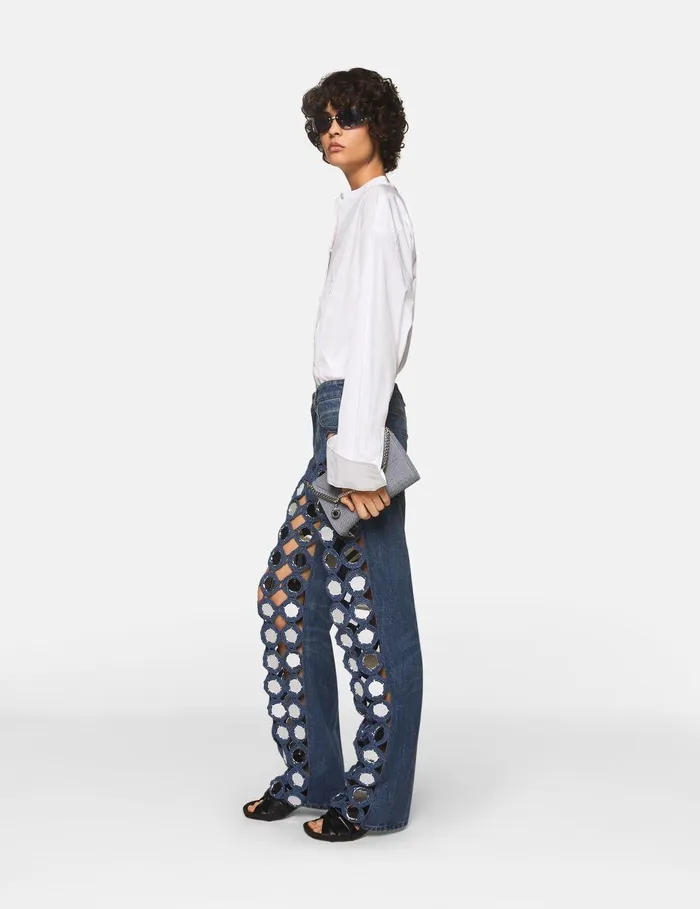 Stella McCartney Denim Women MirrorEmbellished HighRise Denim Jeans Vintage Wash Denim Stella McCartney Denim Women MirrorEmbellished HighRise Denim Jeans Vintage Wash Denim