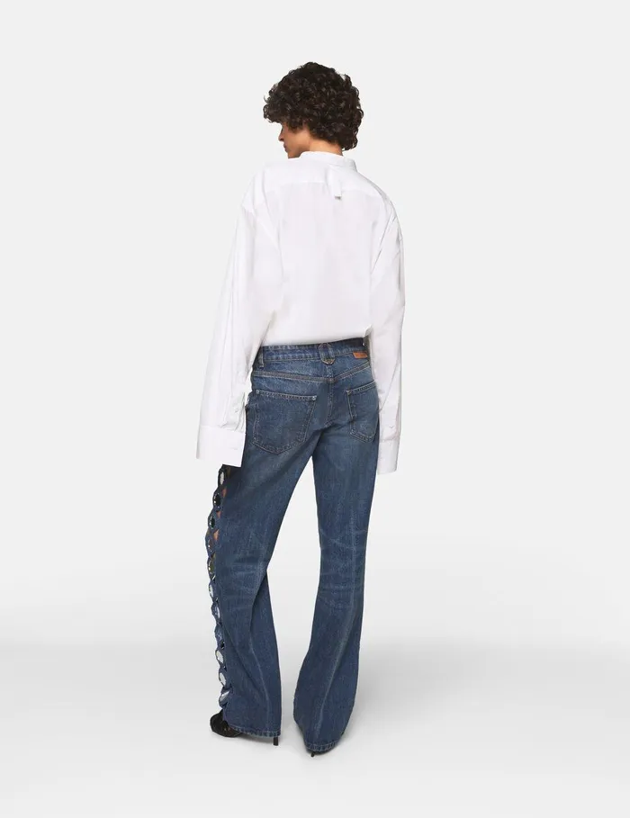 Stella McCartney Denim Women MirrorEmbellished HighRise Denim Jeans Vintage Wash Denim Stella McCartney Denim Women MirrorEmbellished HighRise Denim Jeans Vintage Wash Denim
