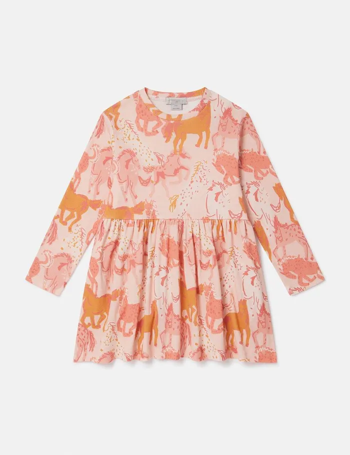 Stella McCartney Dresses and Jumpsuits Kids Horse Print LongSleeve Dress Peach Pink Stella McCartney Dresses and Jumpsuits Kids Horse Print LongSleeve Dress Peach Pink
