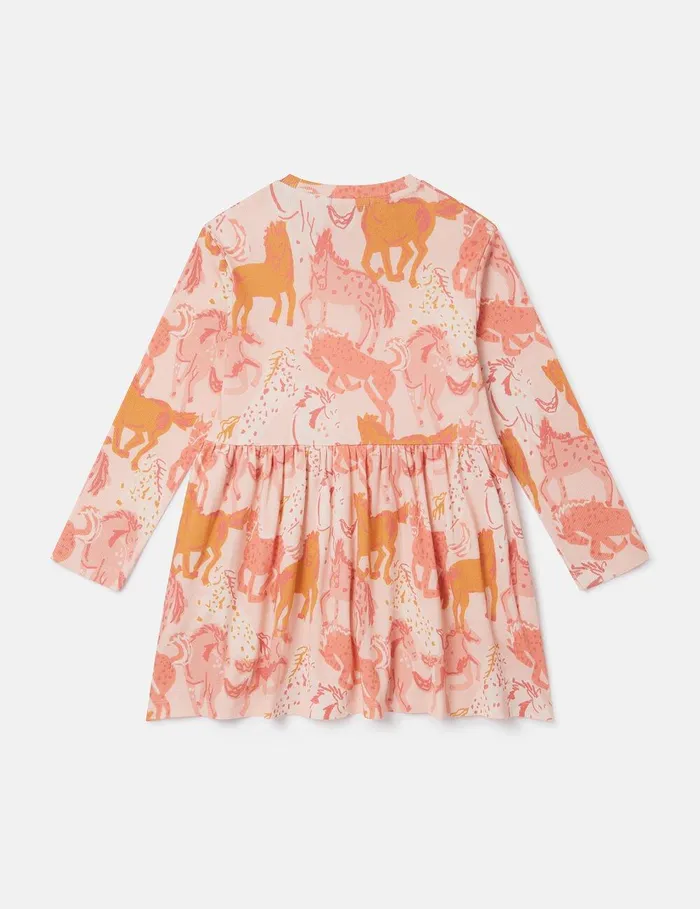 Stella McCartney Dresses and Jumpsuits Kids Horse Print LongSleeve Dress Peach Pink
