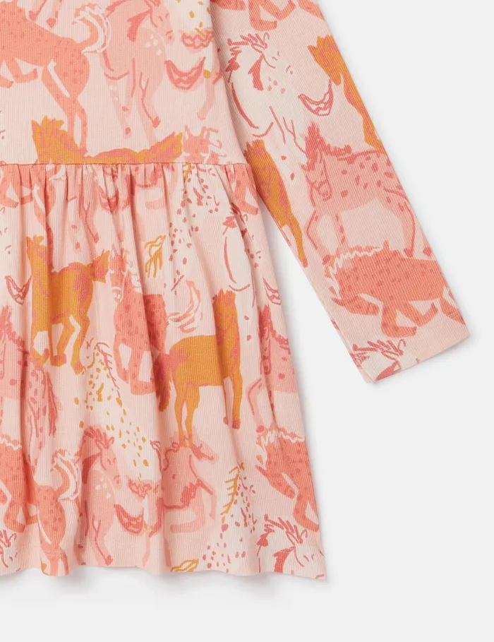 Stella McCartney Dresses and Jumpsuits Kids Horse Print LongSleeve Dress Peach Pink