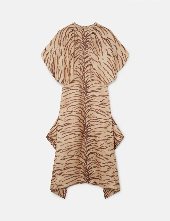 Stella McCartney Dresses Women Tiger Print Puff Sleeve Maxi Dress Natural Tiger Print