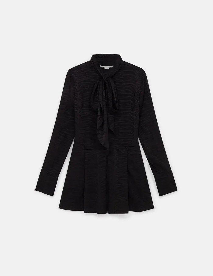 Stella McCartney Dresses Women Tiger Print TieNeck Midi Dress Black Tiger Print Stella McCartney Dresses Women Tiger Print TieNeck Midi Dress Black Tiger Print