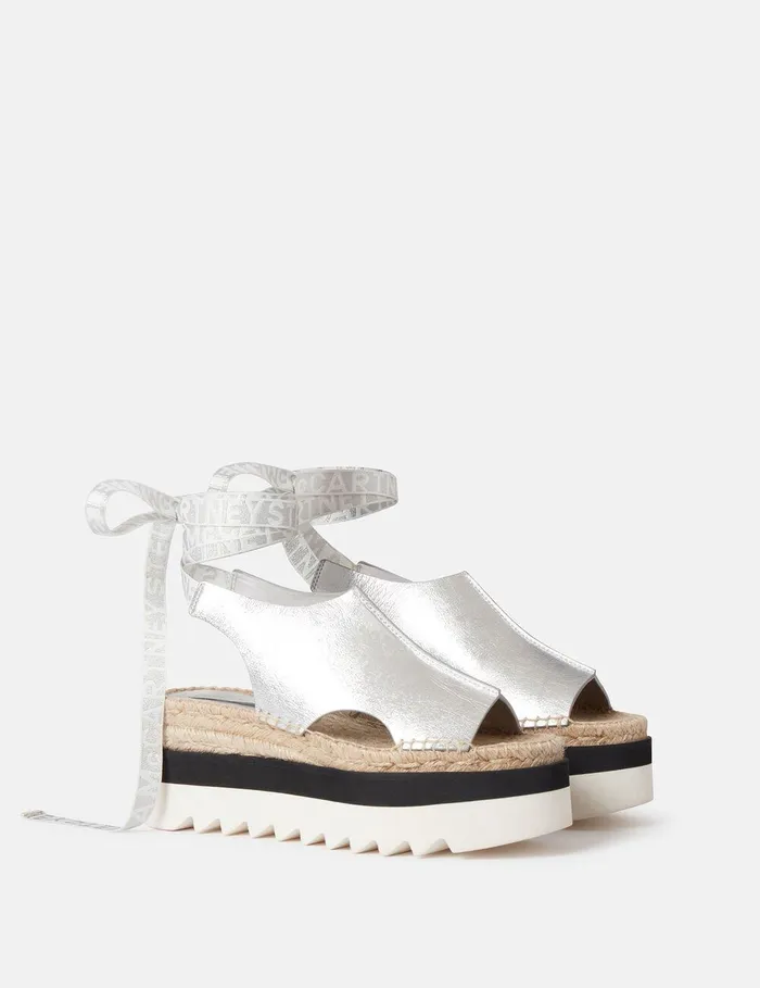 Stella McCartney Espadrilles Women Gaia Metallic Platform Espadrilles Silver Stella McCartney Espadrilles Women Gaia Metallic Platform Espadrilles Silver