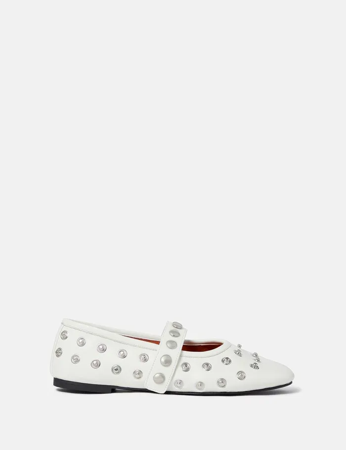 Stella McCartney Flats Women Ryder PopperStudded Ballet Flats Pure White