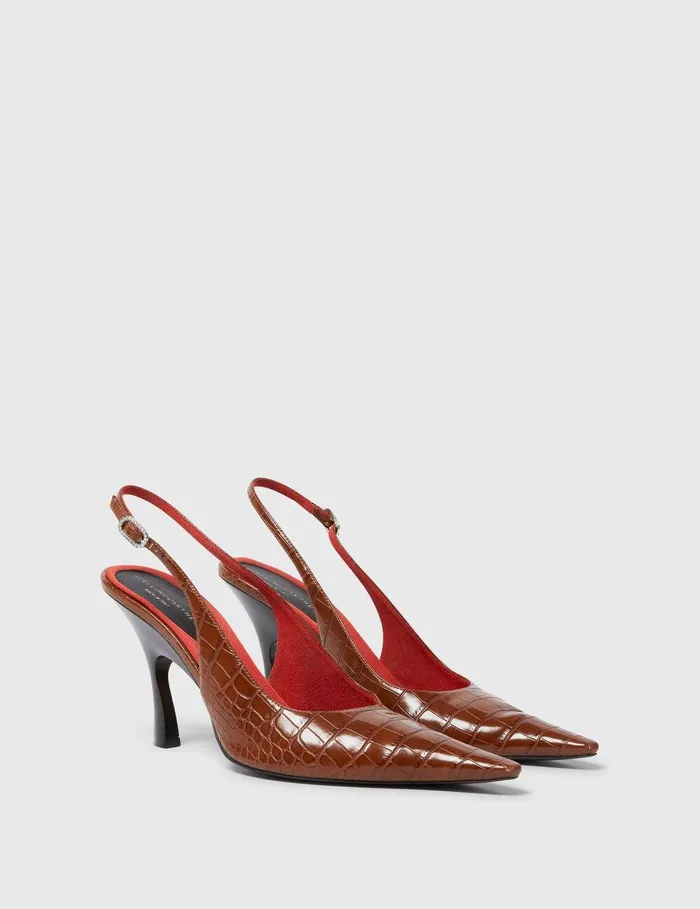 Stella McCartney Heels Women Elsa Pointed Toe Slingbacks Brown Stella McCartney Heels Women Elsa Pointed Toe Slingbacks Brown