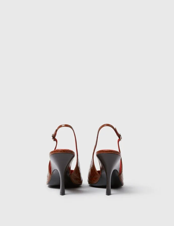 Stella McCartney Heels Women Elsa Pointed Toe Slingbacks Brown Stella McCartney Heels Women Elsa Pointed Toe Slingbacks Brown