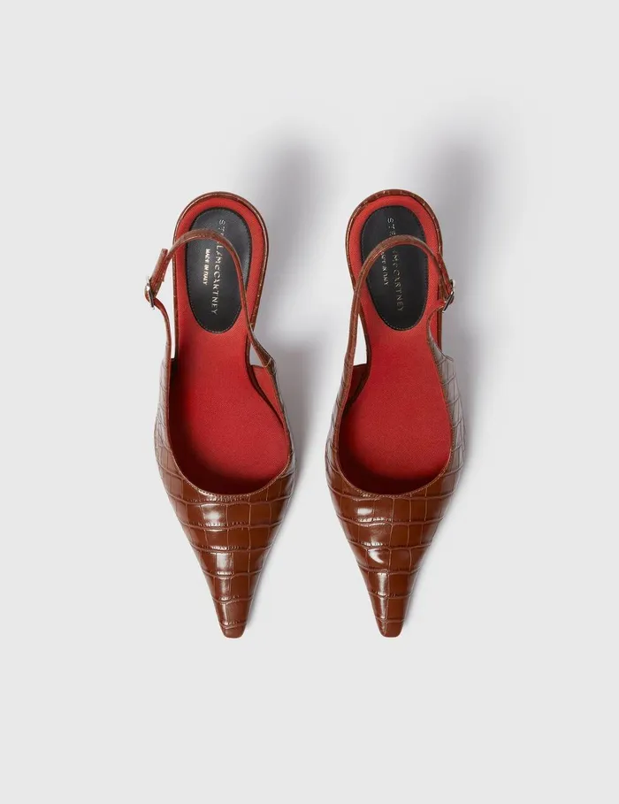 Stella McCartney Heels Women Elsa Pointed Toe Slingbacks Brown Stella McCartney Heels Women Elsa Pointed Toe Slingbacks Brown