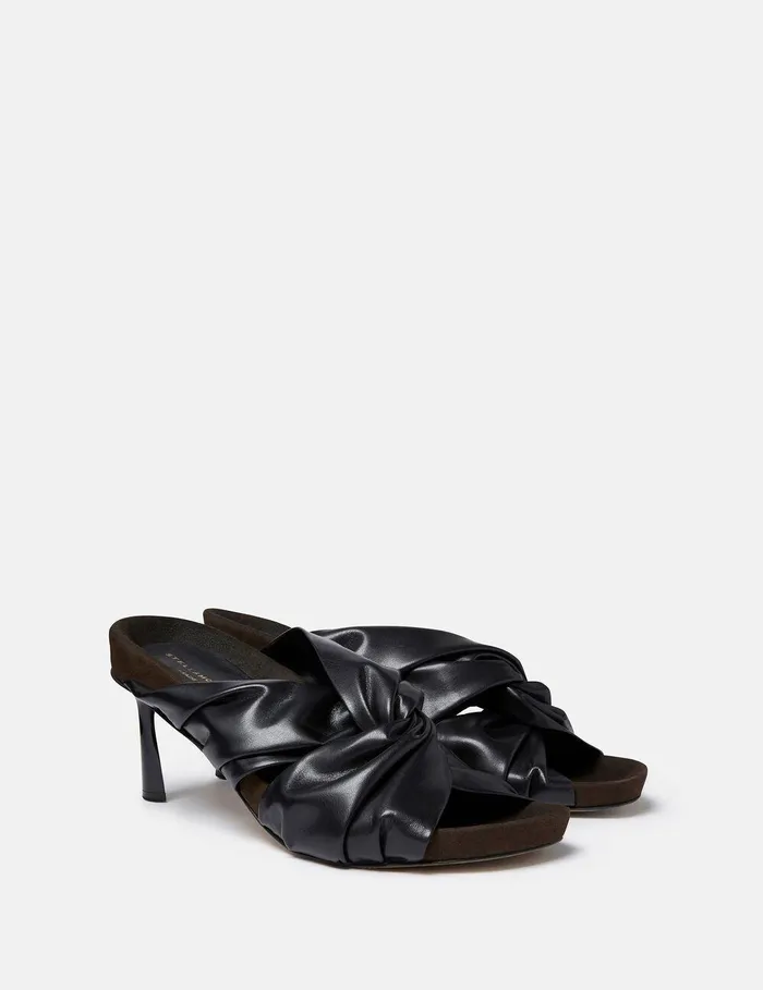 Stella McCartney Heels Women Terra Twisted AlterMat Mules Midnight Black Stella McCartney Heels Women Terra Twisted AlterMat Mules Midnight Black