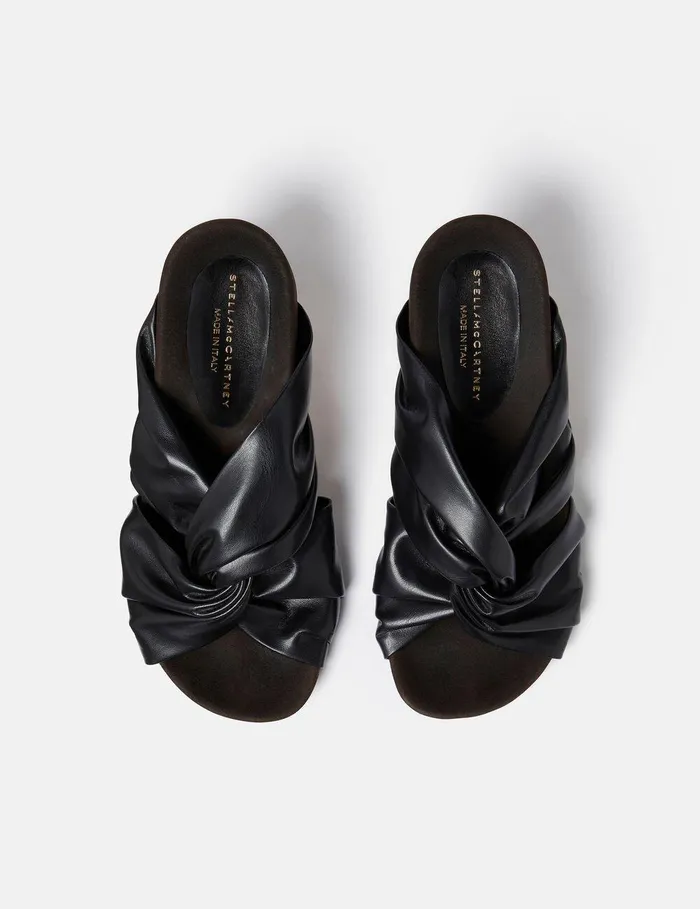 Stella McCartney Heels Women Terra Twisted AlterMat Mules Midnight Black Stella McCartney Heels Women Terra Twisted AlterMat Mules Midnight Black