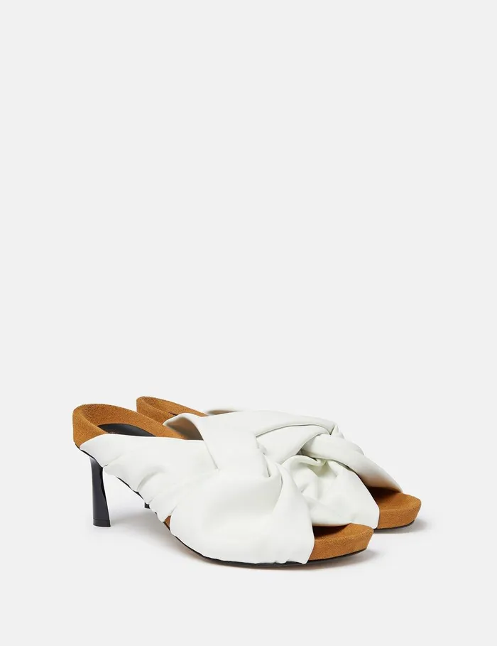 Stella McCartney Heels Women Terra Twisted AlterMat Mules Pure White Stella McCartney Heels Women Terra Twisted AlterMat Mules Pure White