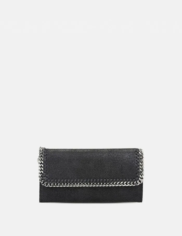 Stella McCartney Iconic Falabella Women Falabella Flap Continental Wallet Black