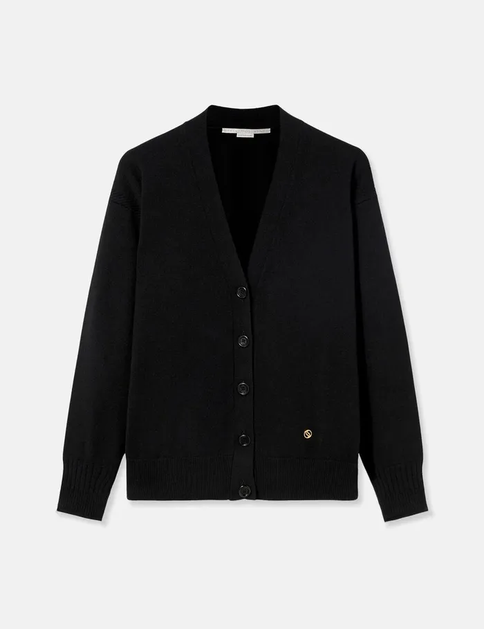Stella McCartney Knitwear Women Round Neck Long Sleeved Cardigan Black