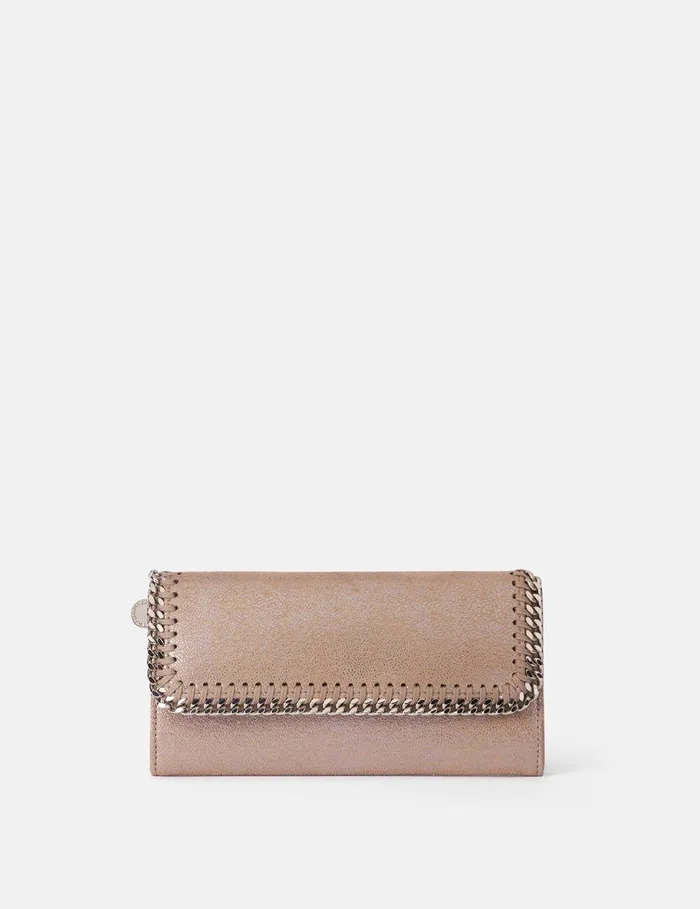 Stella McCartney Long Wallets Women Falabella Flap Continental Pearlescent Wallet Pink Pearl Stella McCartney Long Wallets Women Falabella Flap Continental Pearlescent Wallet Pink Pearl