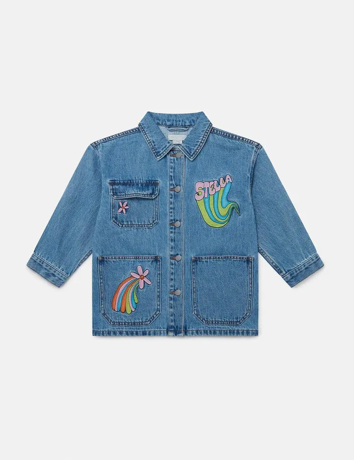 Stella McCartney Outerwear Kids Stella Graphic Denim Shirt Light Blue