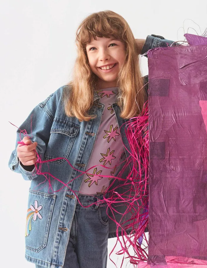 Stella McCartney Outerwear Kids Stella Graphic Denim Shirt Light Blue