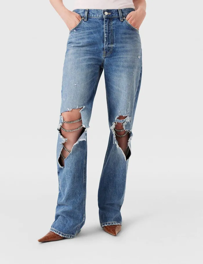 Stella McCartney Pants And Shorts Women Falabella Knees Bootcut Jeans Blue Stella McCartney Pants And Shorts Women Falabella Knees Bootcut Jeans Blue