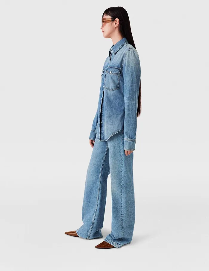 Stella McCartney Pants And Shorts Women Falabella Pocket Bootcut Jeans Blue