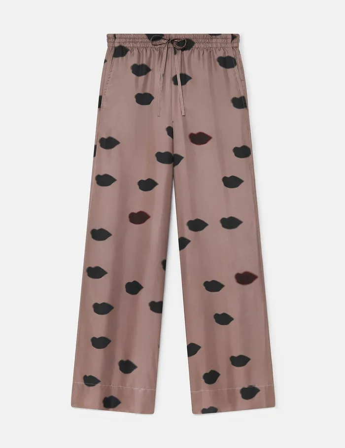 Stella McCartney Pants And Shorts Women Oversized Lips Print Pants Ashy Mauve