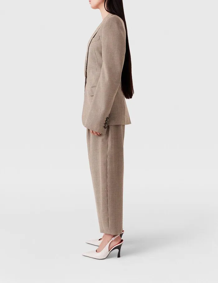 Stella McCartney Pants And Shorts Women Pleated Houndstooth Wool Pants Brown Stella McCartney Pants And Shorts Women Pleated Houndstooth Wool Pants Brown