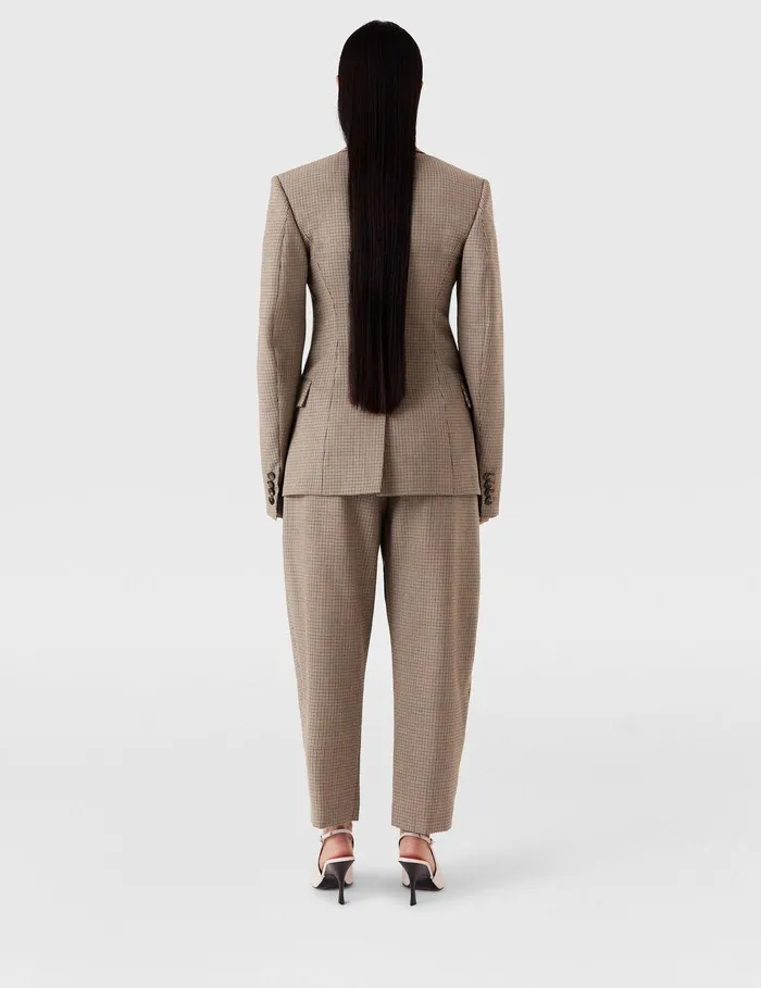 Stella McCartney Pants And Shorts Women Pleated Houndstooth Wool Pants Brown Stella McCartney Pants And Shorts Women Pleated Houndstooth Wool Pants Brown